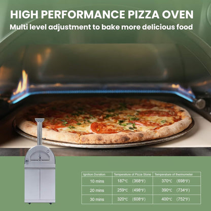 Blazon 112-Inch 4-Burner 108K BTU Outdoor Kitchen Island With Pizza Oven, Rotisserie & Refrigerator (SAK94565)
