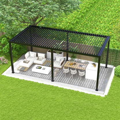 Louver Pergola: Steel Louvers & Frame - Black