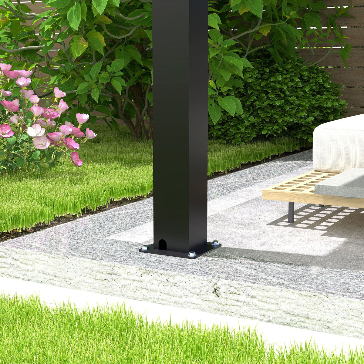 Louver Pergola: Steel Louvers & Frame - Black