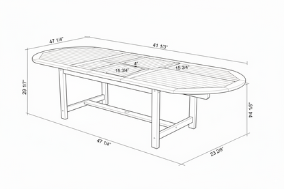 Julien FSC Certified Teak Wood Outdoor Patio Extendable Dining Set