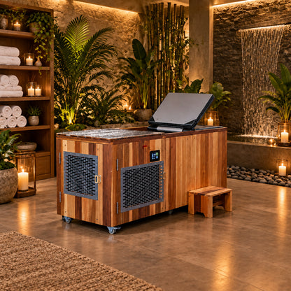 Cedar Cold Plunge Tub with 1.5HP Chiller — Stainless Steel Ice Bath