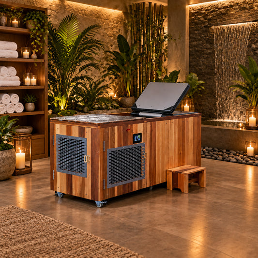 Cedar Cold Plunge Tub with 1.5HP Chiller — Stainless Steel Ice Bath
