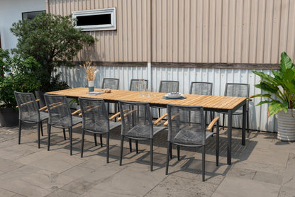 Topaz Dark Teak and Aluminum Rectangular Extendable Table