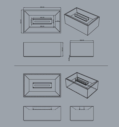 Black Marble Coffee Table with Built-in Fireplace